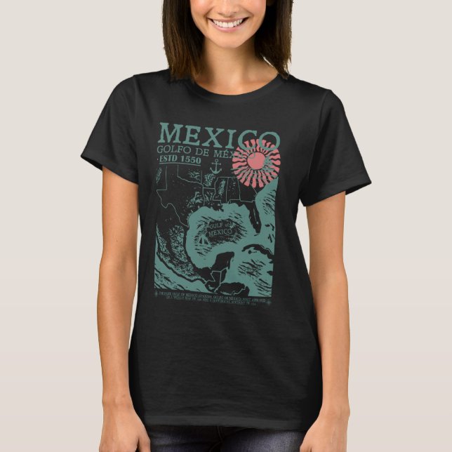 Camiseta Golfo do México 1550 Mapa histórico Golfo do Méxic (Frente)