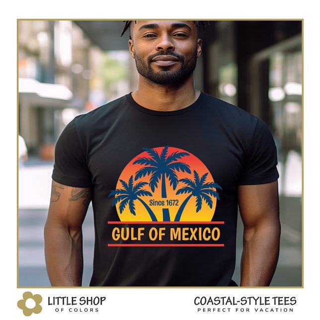 Camiseta Golfo do México Palmeiras Tropicais Sunset (Criador carregado)
