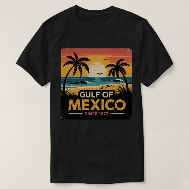 Camiseta Golfo do México Vintage Sunset T-Shirt (Frente do Design)
