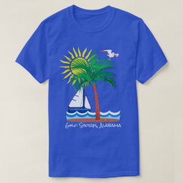 Camiseta Golfo do Sul Alabama - veleiro e diversão do sol