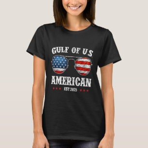 Camiseta Golfo dos EUA engraçado vermelho branco e azul Sun