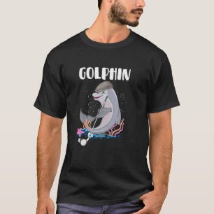 Camiseta Golphin Fofo Golfinho Engraçado Jogando Golfe Aman