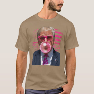 Camiseta Goma de Mascar Donaldrump Engraçado Rosa 4 de Julh