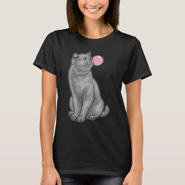 Camiseta Goma de mascar Shorthair britânica (Frente)
