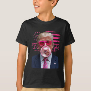 Camiseta Goma de Mascar Trump Rosa Bolha 4 de Julho Bandeir