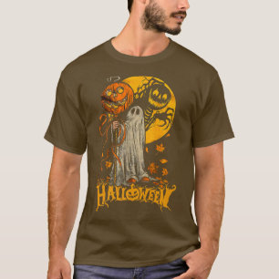 Camiseta Goma-Fantasma de Abóbora do Halloween Deixa-se Grá