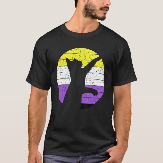 Camiseta Goma LGBT de Sinalizador Não Binário Ga LGBTQ Não  (Frente)