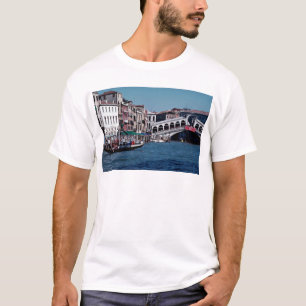 Camiseta Gôndola no canal grande, ponte de Rialto, Veneza,