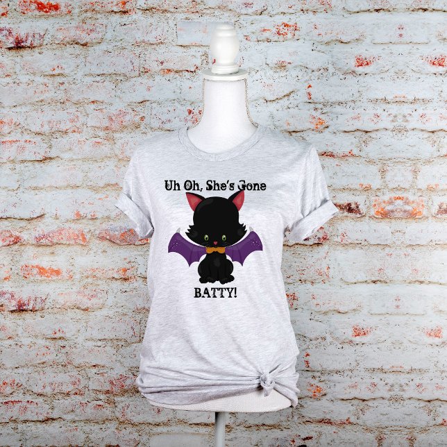Camiseta Gone Bateen Black Kitten com Bat Wings (Criador carregado)