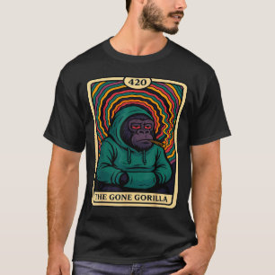 Camiseta Gone Gorilla Trippy Fumando Maconha Cartão de Taro