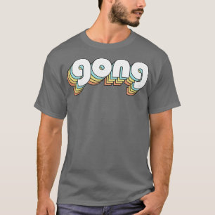 Camiseta Gong - Retro Rainbow Typografia Estilo Desvanecido