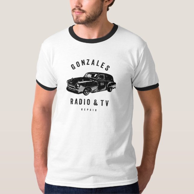Camiseta Gonzales Radio & TV Repair Men's Ringer T-Shirt (Frente)