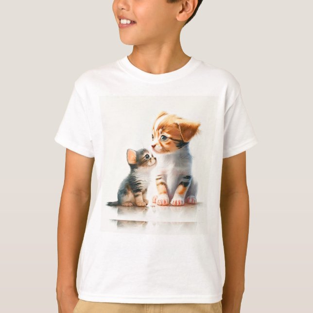 Camiseta Good Friends Puppy And Kitten (Frente)