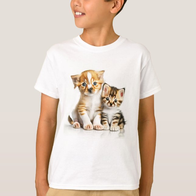 Camiseta Good Friends Puppy And Kitten (Frente)