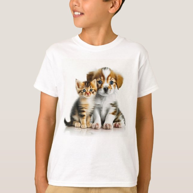 Camiseta Good Friends Puppy And Kitten (Frente)
