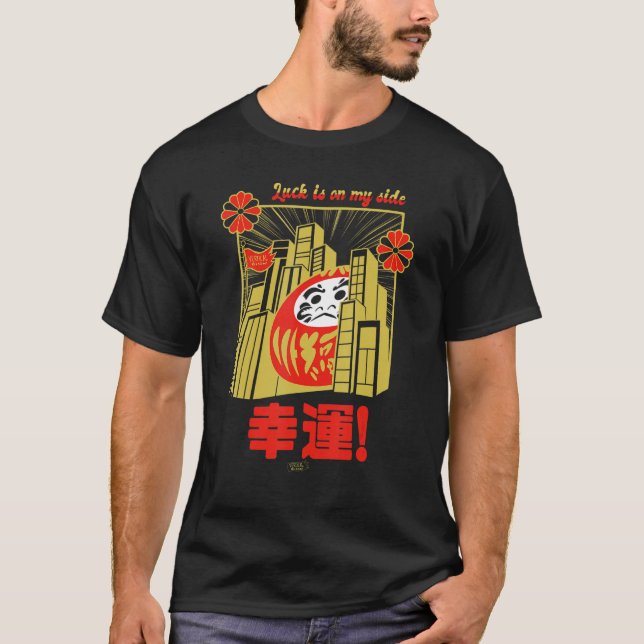 Camiseta Good Luck Daruma retro tokyo japan kaiju showa zen (Frente)