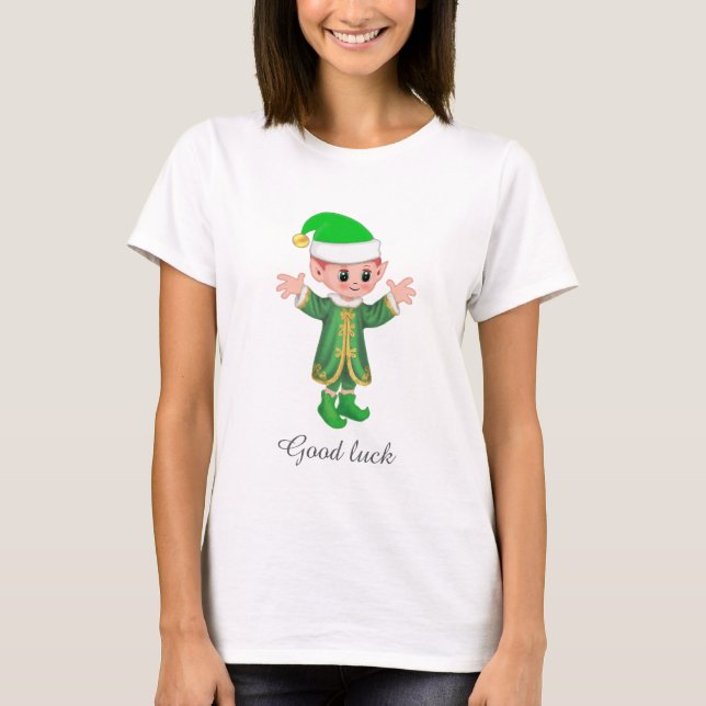 Camiseta Good Luck Elf & Script (Frente)