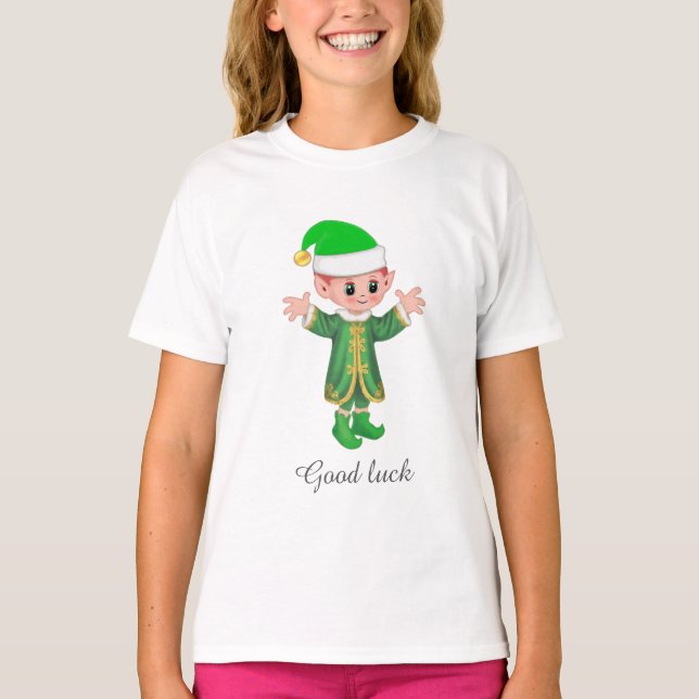 Camiseta Good Luck Elf & Script (Frente)