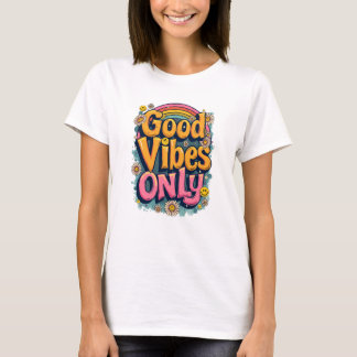 Camiseta Good Vibes Retro Rainbow Positive