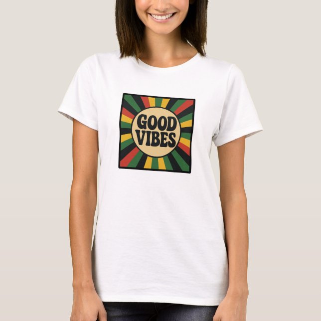 Camiseta Good Vibes Retro Reggae Art (Frente)