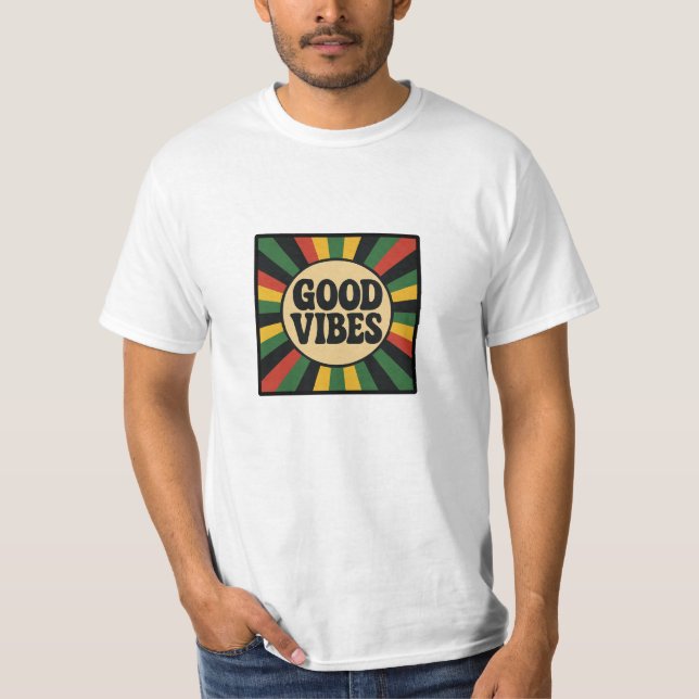 Camiseta Good Vibes Retro Reggae Art (Frente)