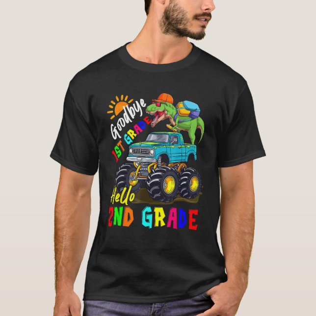 Camiseta Goodbye 1st Grade Hello 2nd Grade Rex Riding Monst (Frente)