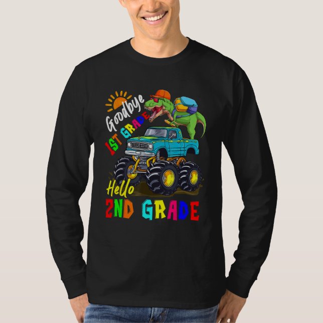 Camiseta Goodbye 1st Grade Hello 2nd Grade Rex Riding Monst (Frente)