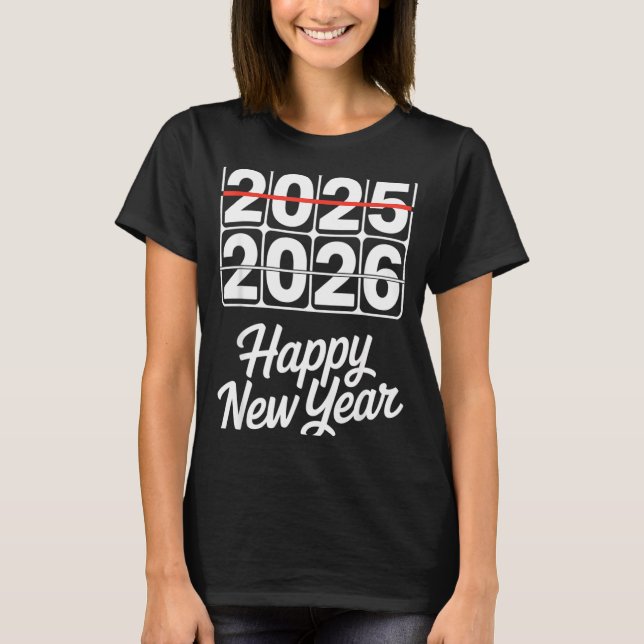 Camiseta Goodbye 2025 Hello 2026 Clock Happy New Year Party (Frente)