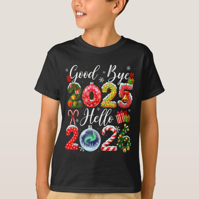 Camiseta Goodbye 2025 Hello 2026 Merry Christmas Happy New  (Frente)