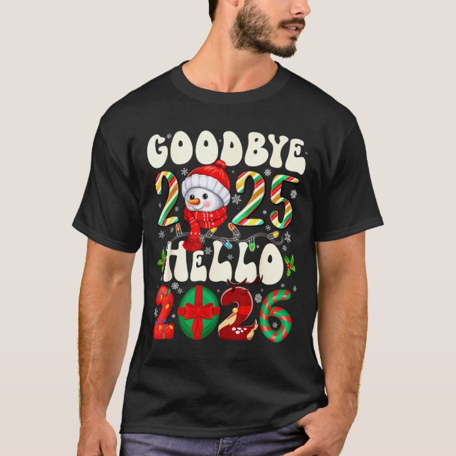 Camiseta Goodbye 2025 Hello 2026 Merry Christmas Happy New  (Frente)