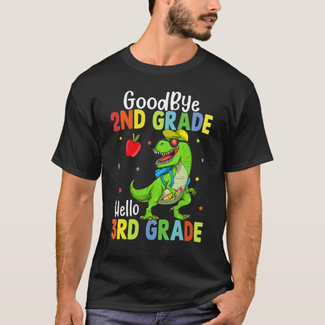 Camiseta Goodbye 2nd Grade Hello 3rd Grade Dinosaur Kids Bo (Frente)