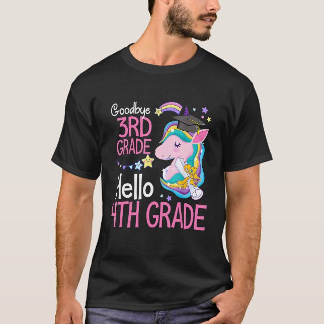 Camiseta Goodbye 3rd Grade Hello 4th Grade Cute Unicorn Gir (Frente)