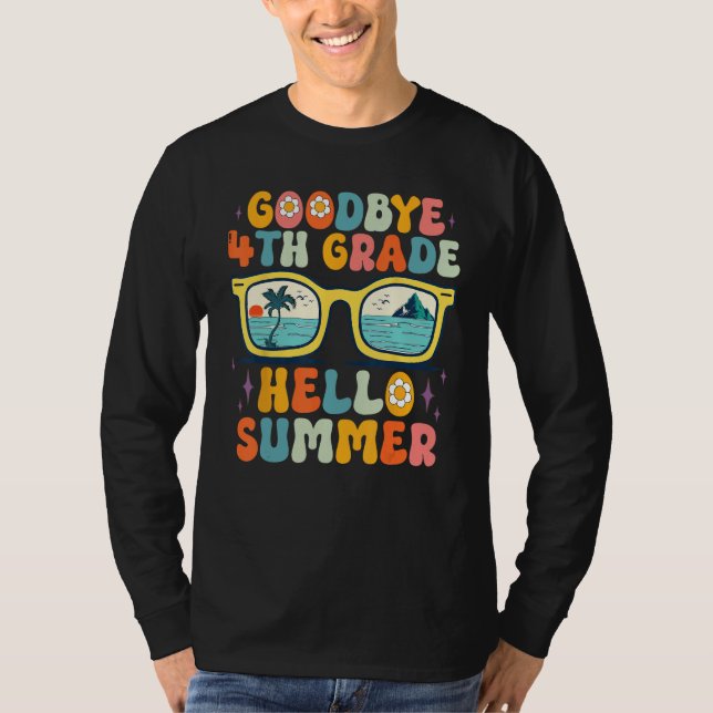 Camiseta Goodbye 4th Grade Hello Summer Groovy Teacher Girl (Frente)