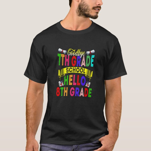 Camiseta Goodbye 7 Grade Hello 8th Grade 2022 Graduação (Frente)