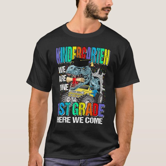 Camiseta Goodbye Kindergarten Graduation Dinosaur Hello 1st (Frente)