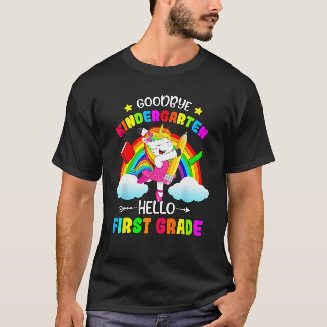 Camiseta Goodbye Kindergarten Hello 1st Grade Unicorn Girls (Frente)