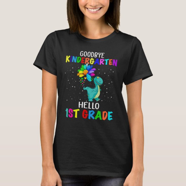 Camiseta Goodbye Kindergarten Hello First Grade Dinosaur (Frente)