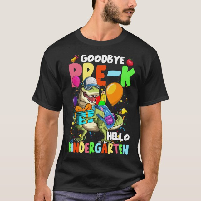 Camiseta Goodbye Pre K Hello Kindergarten Dinosaur Boys Gir (Frente)