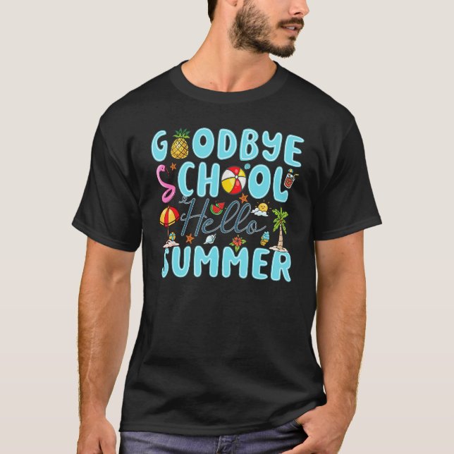 Camiseta Goodbye School Hello Summer Last Day of School Kid (Frente)