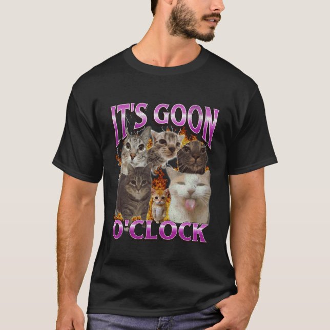 Camiseta Gooning O'clock Gato Engraçado Meme Bootleg Gráfic (Frente)
