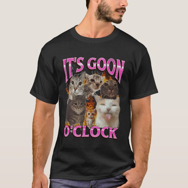 Camiseta Gooning O'clock Gato Engraçado Meme Bootleg Gráfic (Frente)