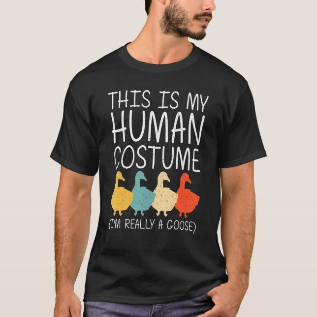Camiseta Goose Halloween Figurino Humano Waterfowl Animal E (Frente)