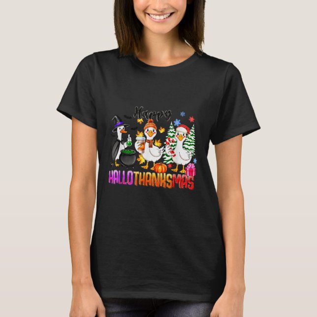 Camiseta Gooses Halloween Thanksgiving Christmas Happy Hall (Frente)