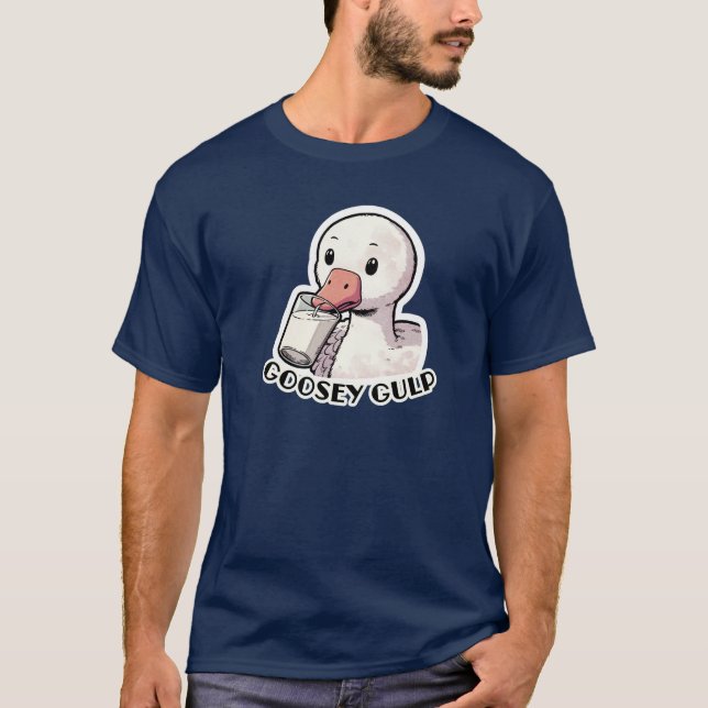 Camiseta Goosey Gulp - A Camiseta-T De Ganso-Bebendo (Frente)