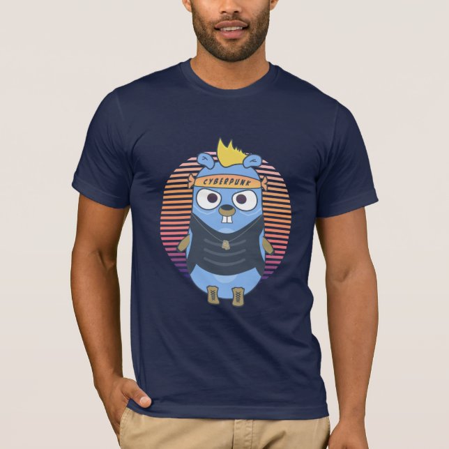 Camiseta Gopher Golang no estilo cyberpunk (Frente)