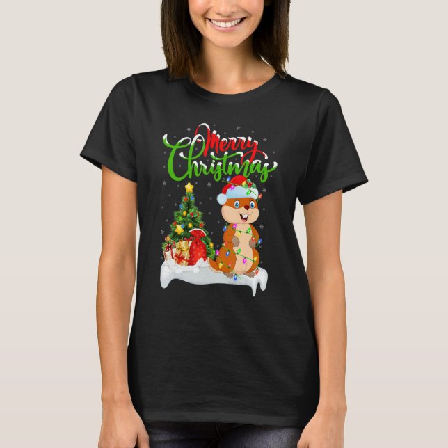 Camiseta Gopher   Xmas Decorations Santa Gopher Christmas (Frente)