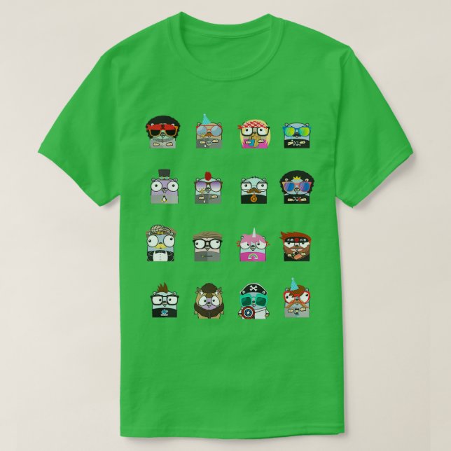 Camiseta gophers golang sticker pack (Frente do Design)