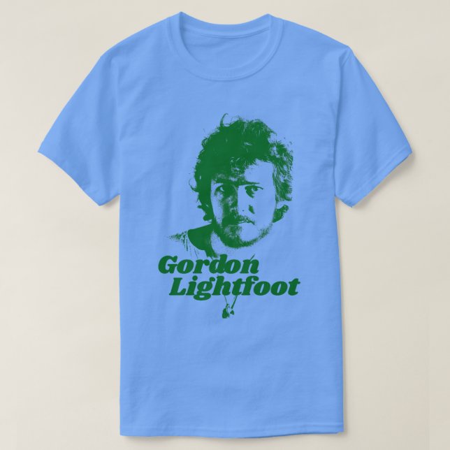 Camiseta Gordon Lightfoot em verde também em Red Blac (Frente do Design)