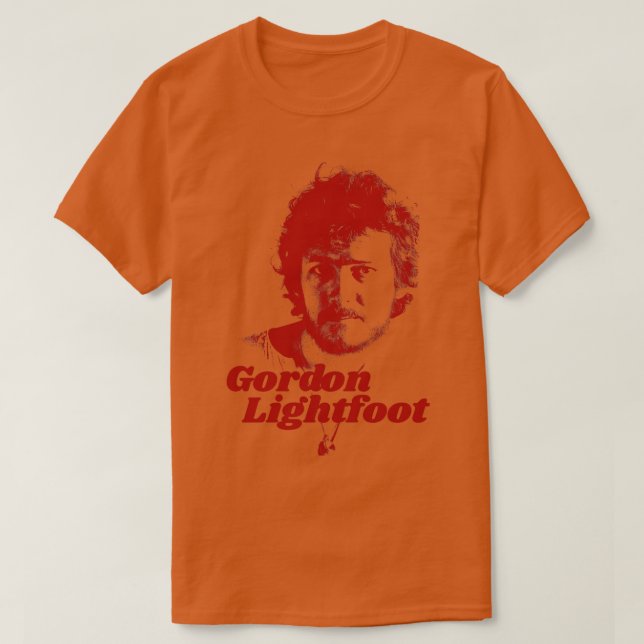 Camiseta Gordon Lightfoot em vermelho também em verde negro (Frente do Design)