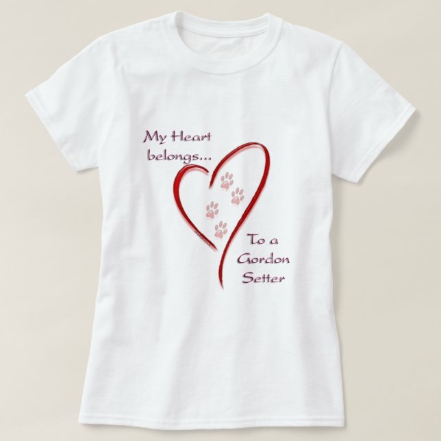 Camiseta Gordon Setter Heart Pertence (Frente do Design)
